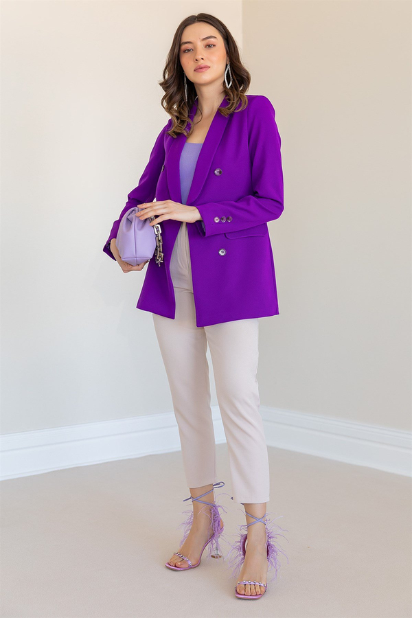 Atlas Kumaş Blazer Ceket - MOR