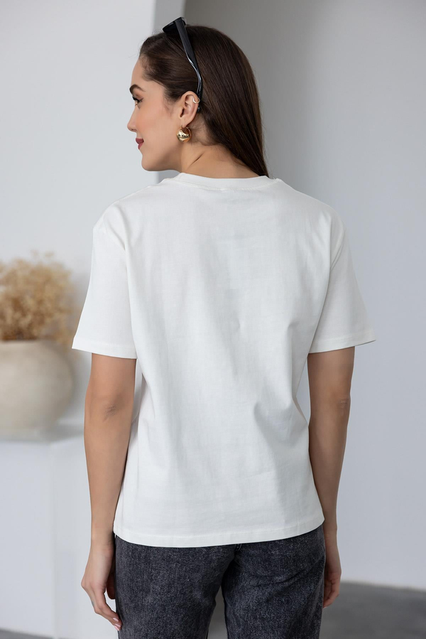 Ayıcık Baskılı T-Shirt - BEYAZ