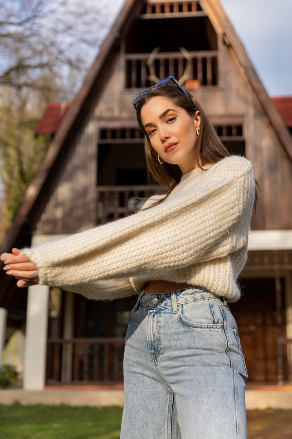 Balon Kol Crop Kazak - KREM