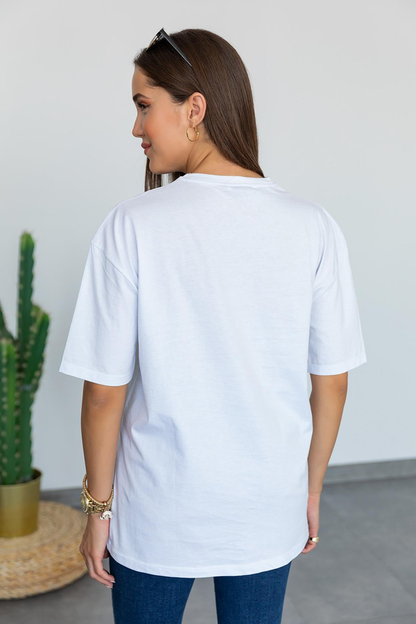 Baskılı Oversize T-Shirt - BEYAZ