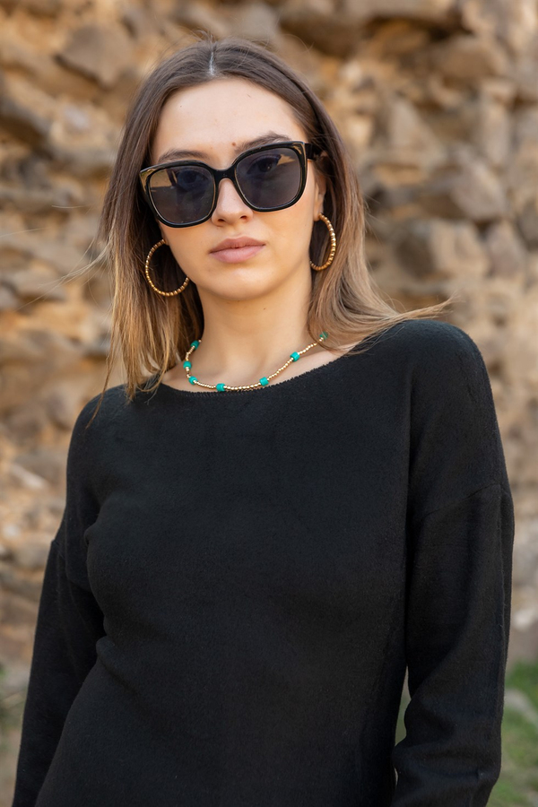 Bisiklet Yaka Basic Elbise - SİYAH