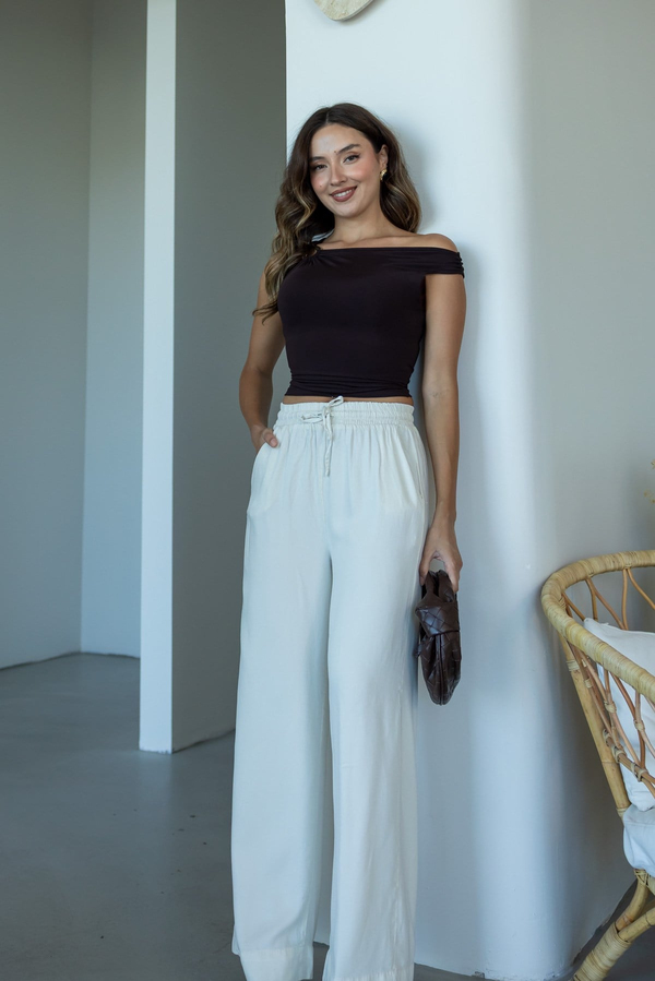 Bol Paça Tensel Pantolon - TAŞ