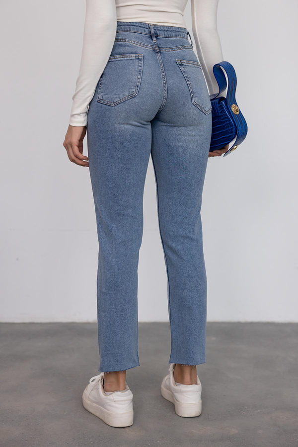 Boru Paçalı Jean Pantolon - MAVİ