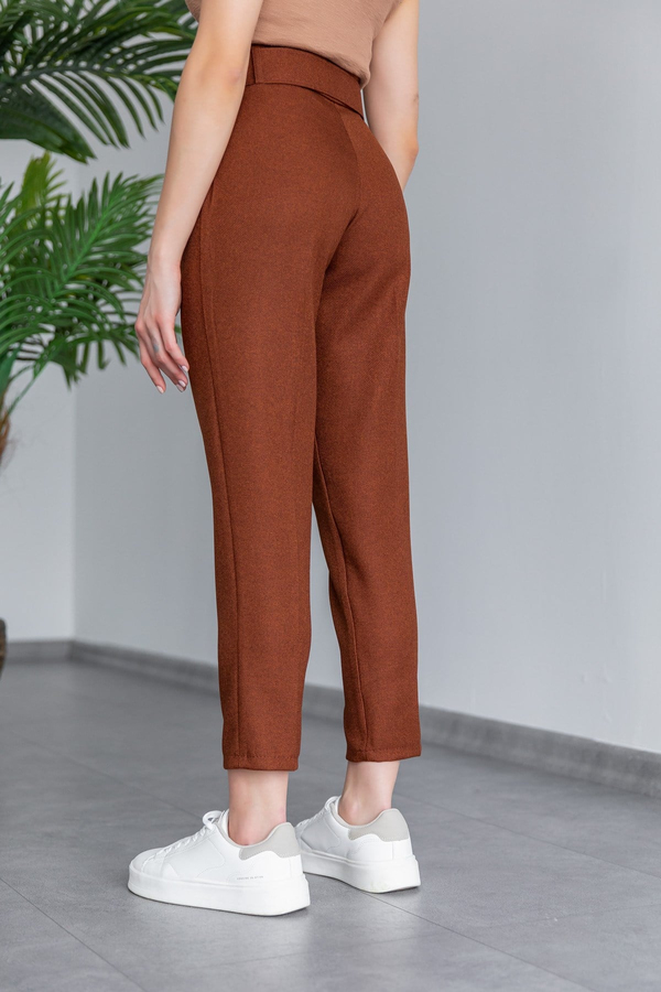 Cep Detay Kemerli Pantolon - TABA