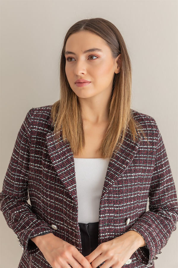 Cep Detaylı Tüvit Ceket - BORDO