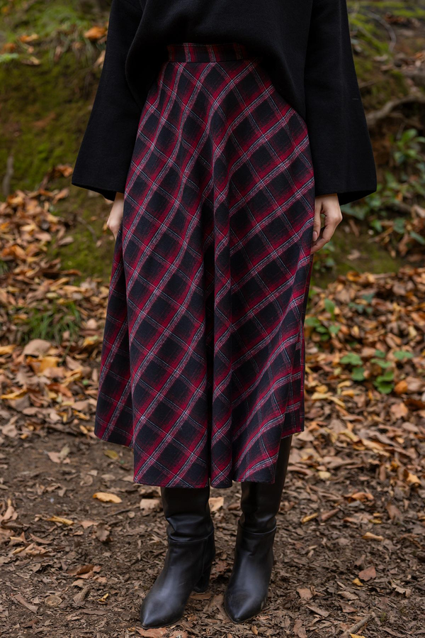 Cepli Kare Desen Etek - BORDO