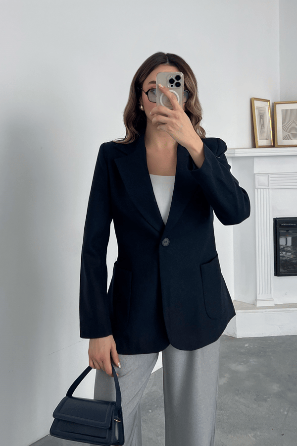 Çift Cepli Blazer Ceket - LACİVERT