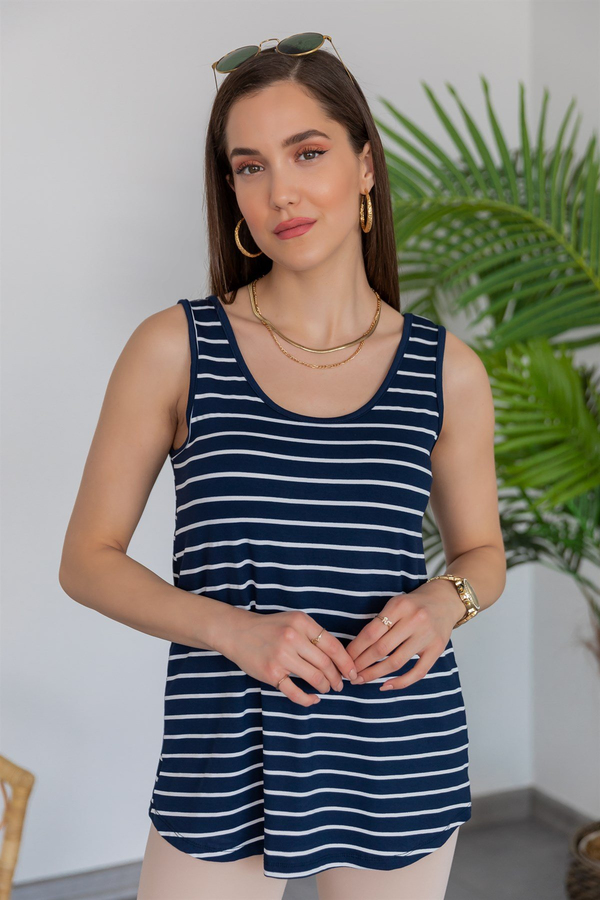 Çizgili Basic Atlet - LACİVERT