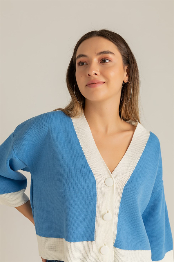 Crop Hırka - MAVİ