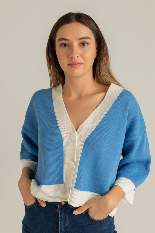 Crop Hırka - MAVİ