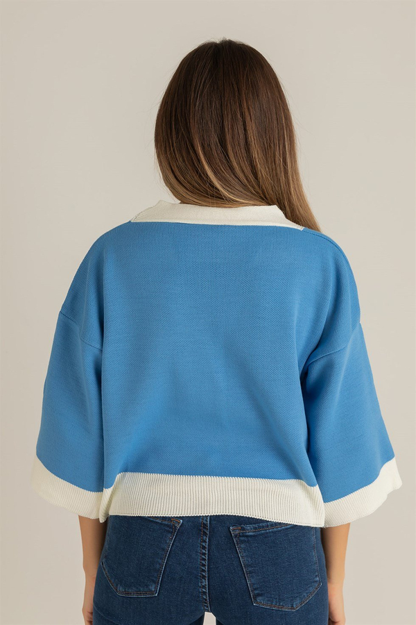 Crop Hırka - MAVİ