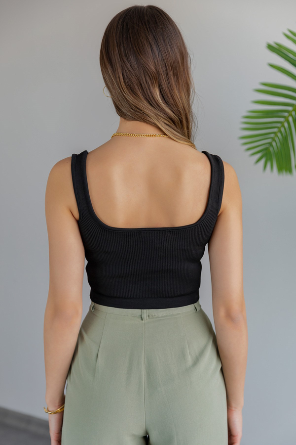 Crop Triko Atlet - SİYAH