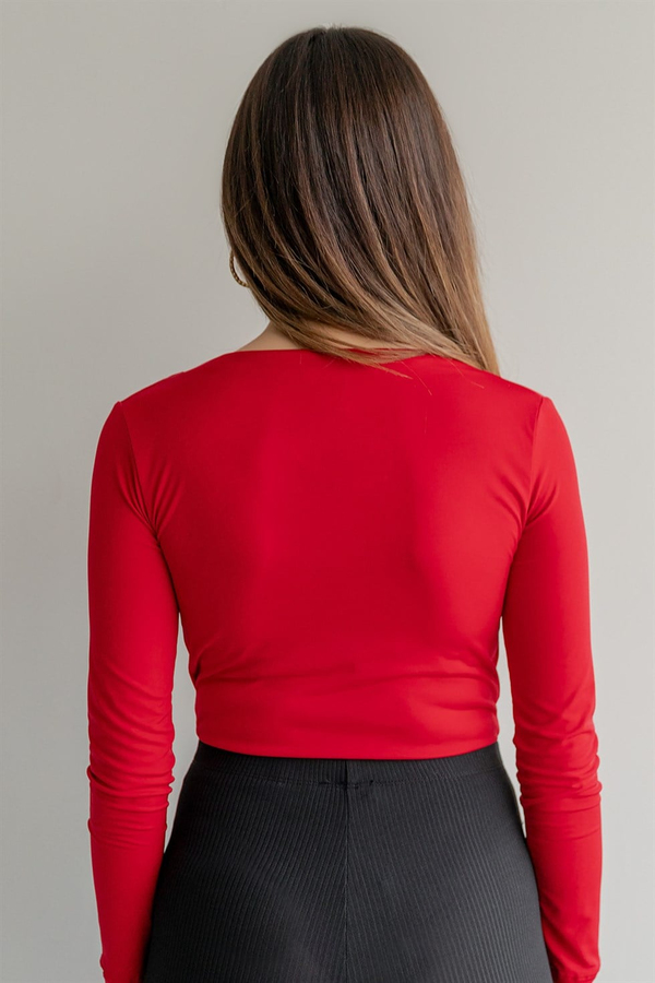 Degaje Yaka Bodysuit - KIRMIZI