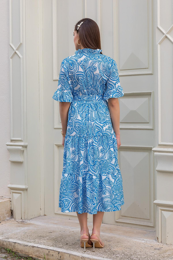 Desenli Poplin Elbise - SAKS