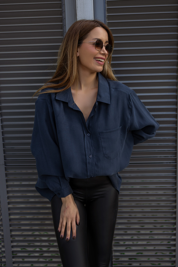 Dokulu Salaş Gömlek - FÜME