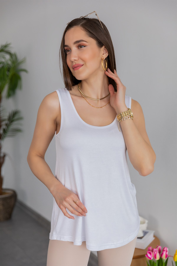Dökümlü Basic Atlet - BEYAZ