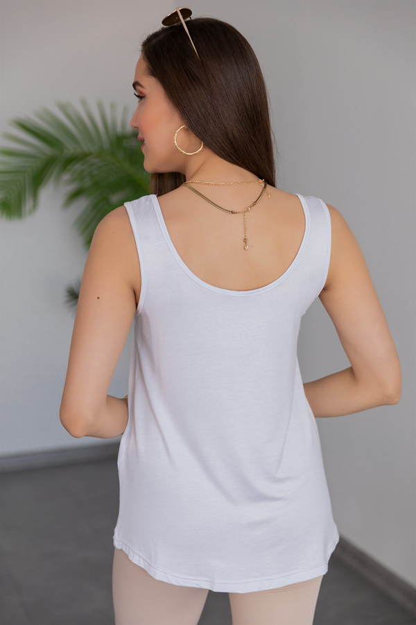 Dökümlü Basic Atlet - BEYAZ