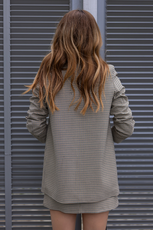 Ekose Etekli Blazer Takım - BEJ