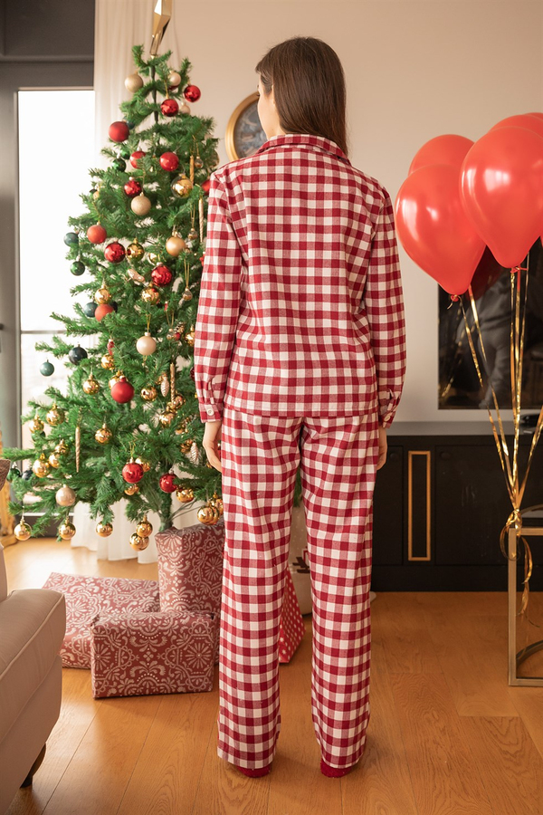 Ekoseli Pijama Takımı - KIRMIZI