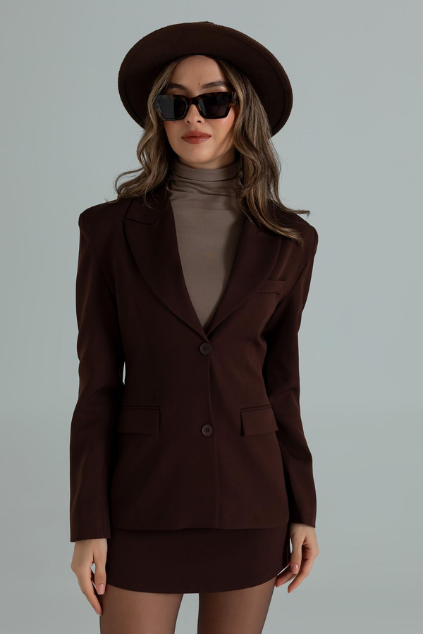 Etekli Blazer Ceket Takım - KAHVERENGİ
