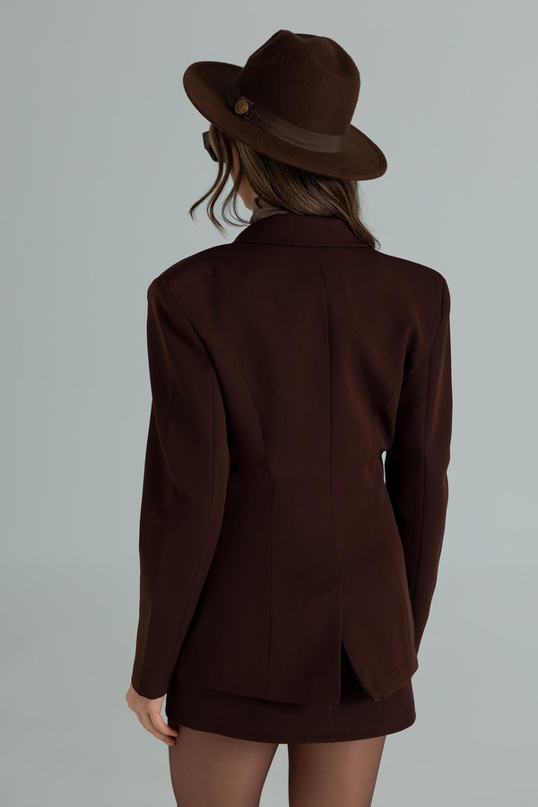 Etekli Blazer Ceket Takım - KAHVERENGİ