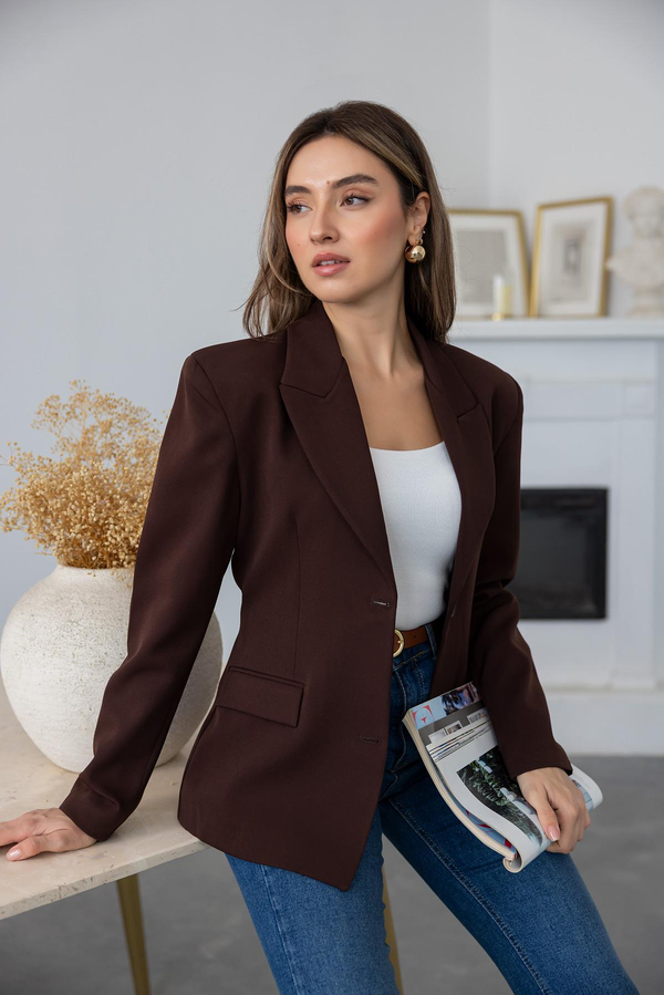Etekli Blazer Ceket Takım - KAHVERENGİ