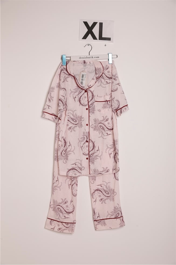 Etnik Desen Pijama Takımı - PUDRA