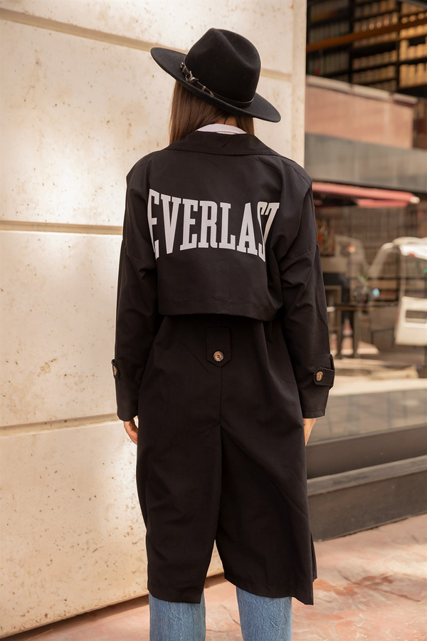 Everlast Baskılı Trençkot - SİYAH