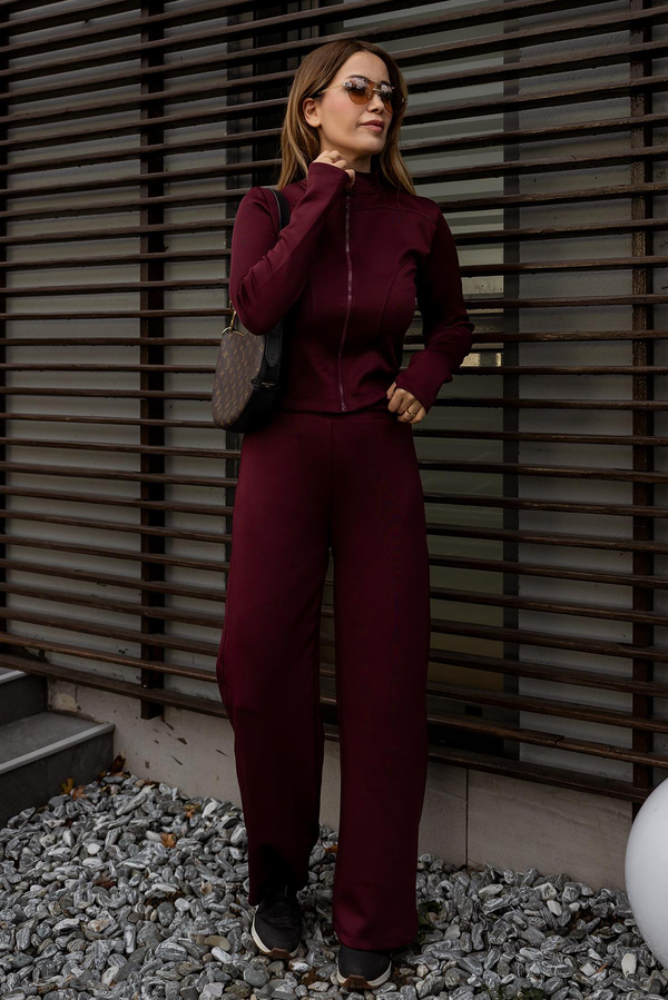 Fermuarlı Soft Scuba Takım - BORDO