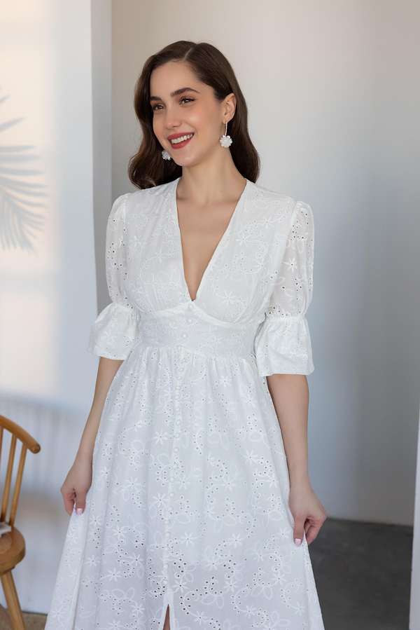 Fisto Maxi Elbise - BEYAZ