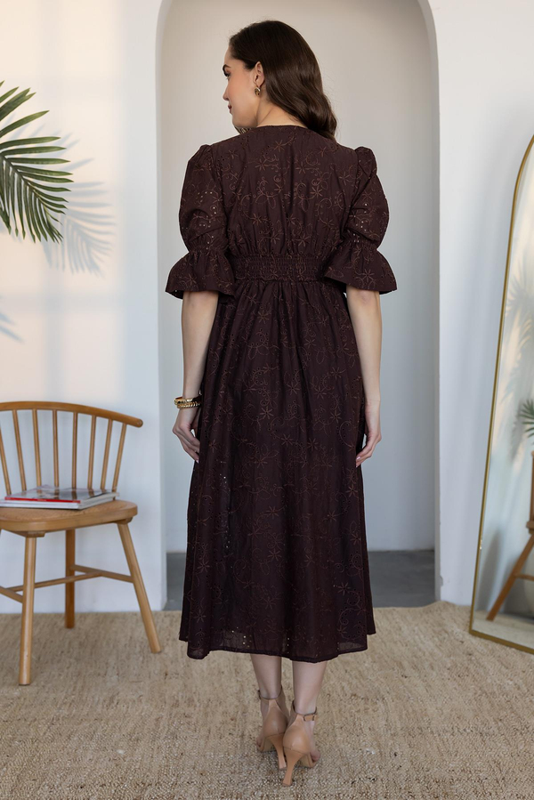 Fisto Maxi Elbise - KAHVERENGİ