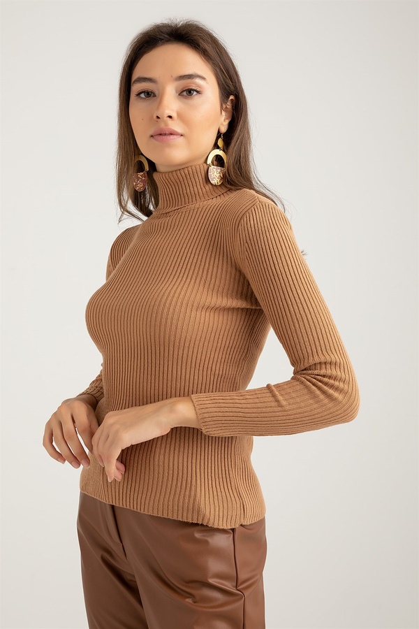 Fitilli Basic Balıkçı Triko - CAMEL