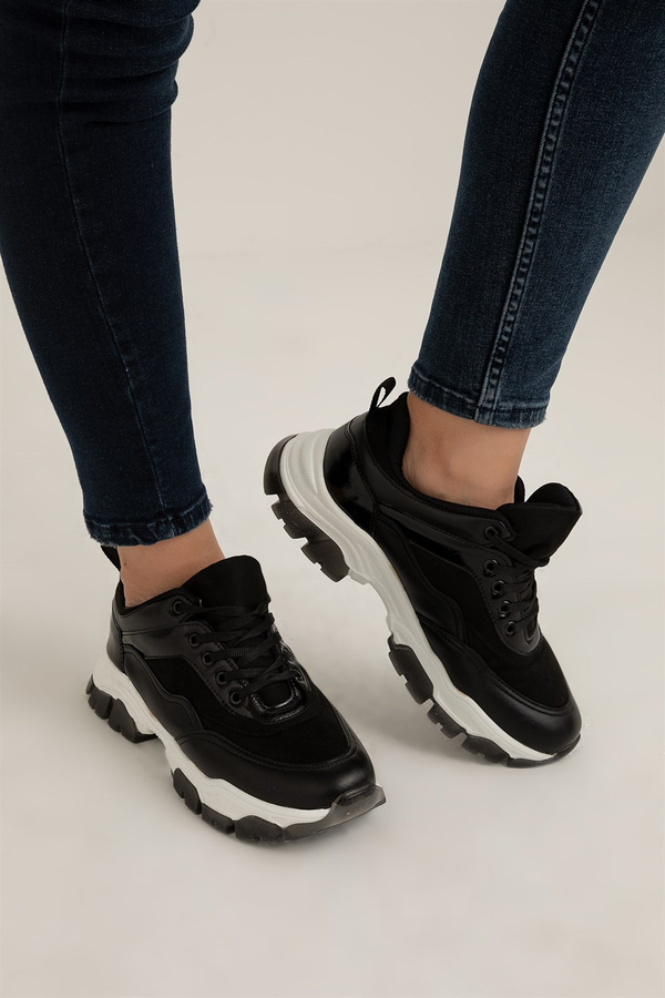 Garnili Sneaker - SİYAH