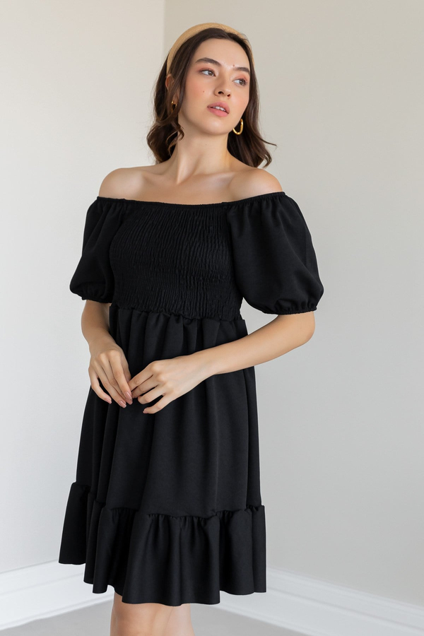 Gipeli Mini Elbise - SİYAH