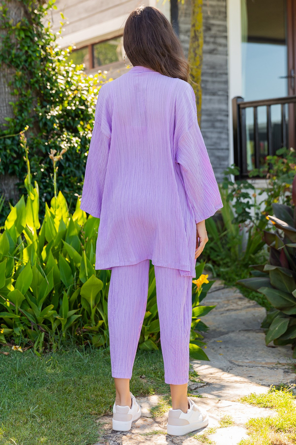 Gofre Kimono Takım - LİLA