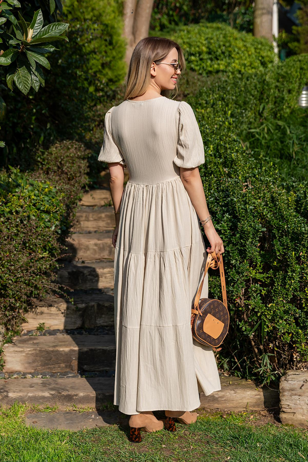 Gofre Maxi Elbise - BEJ