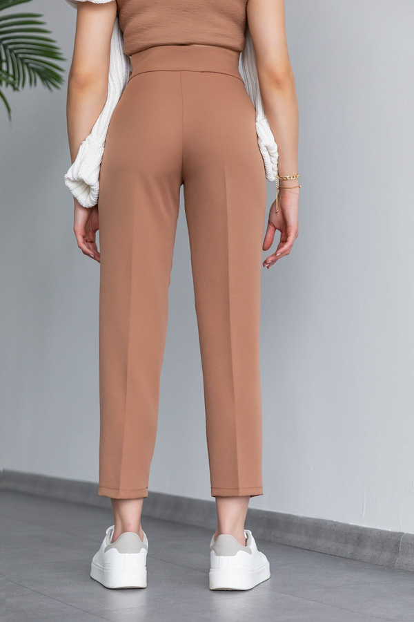 Gold Tokalı Kumaş Pantolon - CAMEL