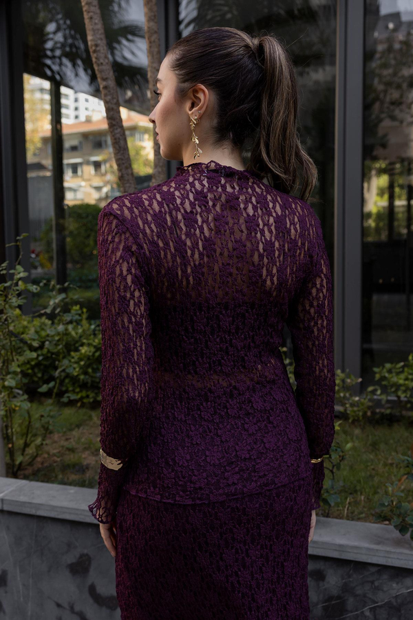Güpürlü Dantel Takım - BORDO
