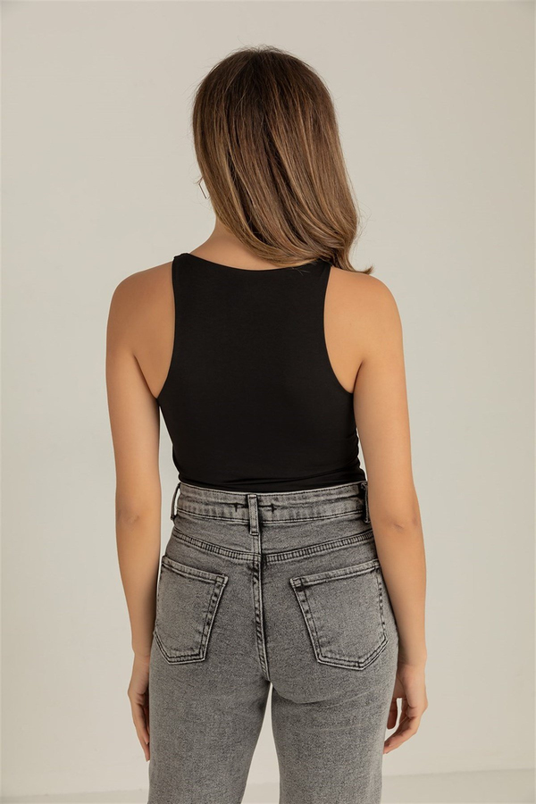 Halter Yaka Bodysuit - SİYAH