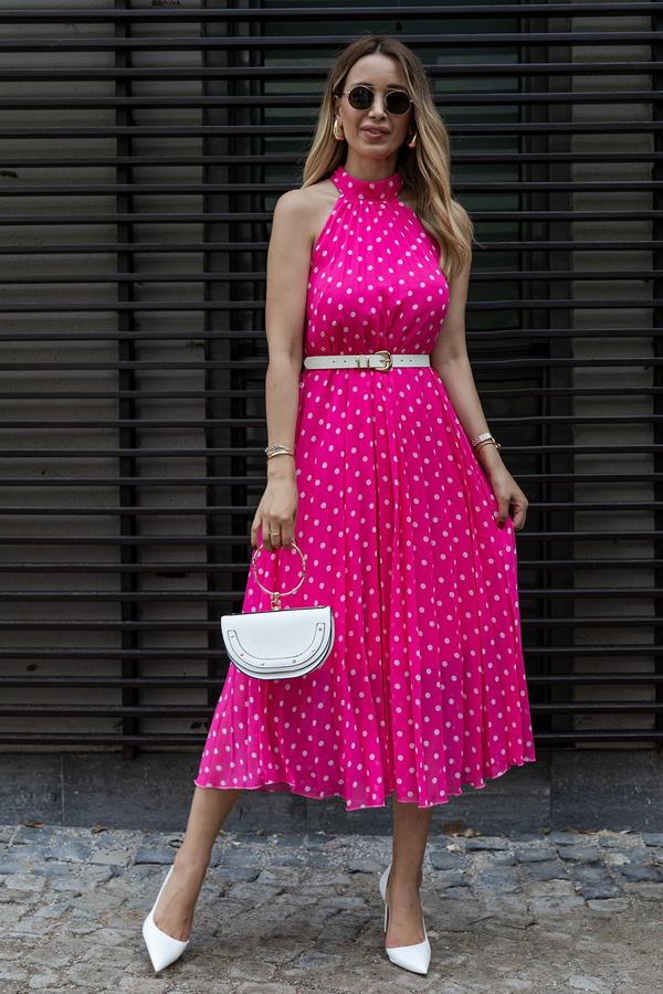 Halter Yaka Elbise - PEMBE