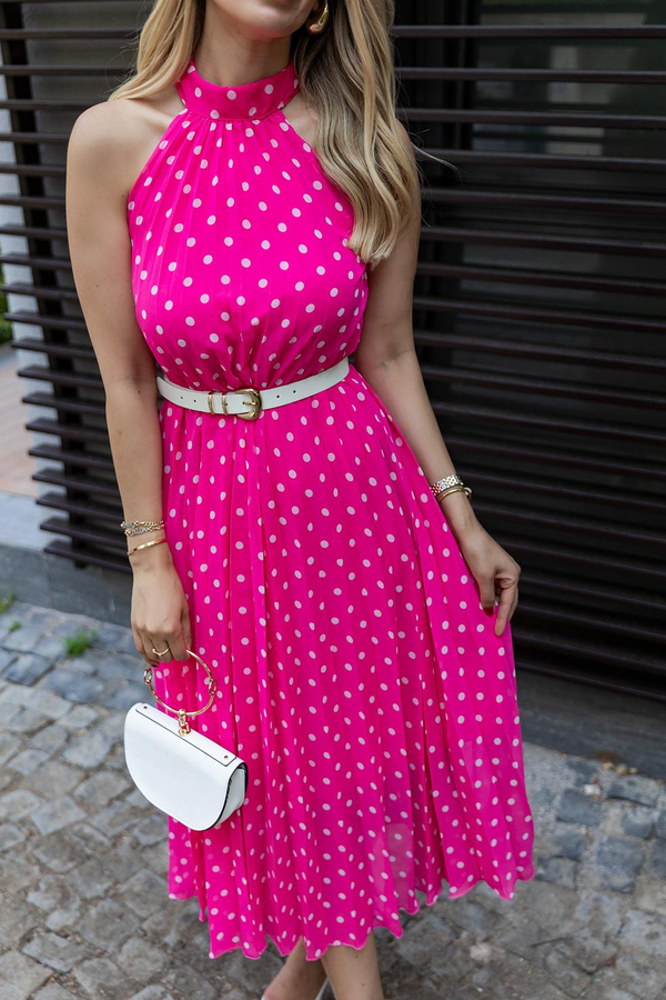 Halter Yaka Elbise - PEMBE
