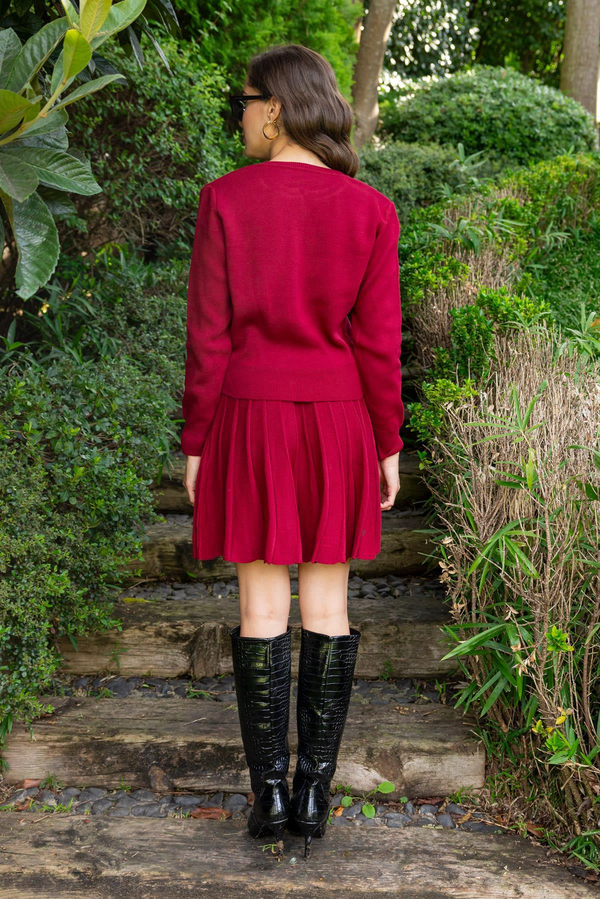 Hırkalı Triko Takım - BORDO
