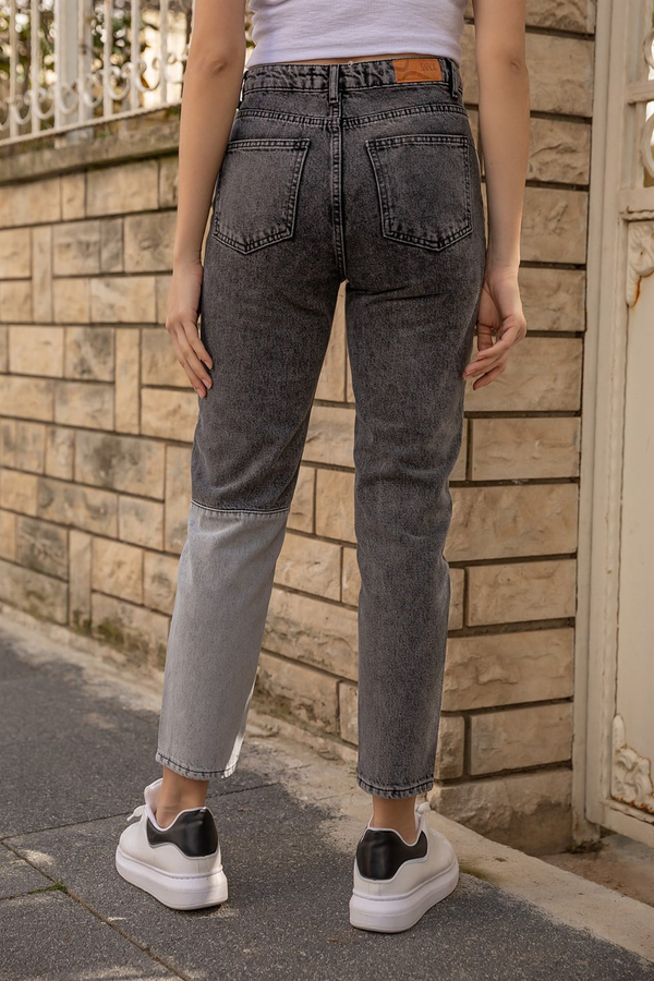 İki Renkli Parçalı Mom Jean - FÜME
