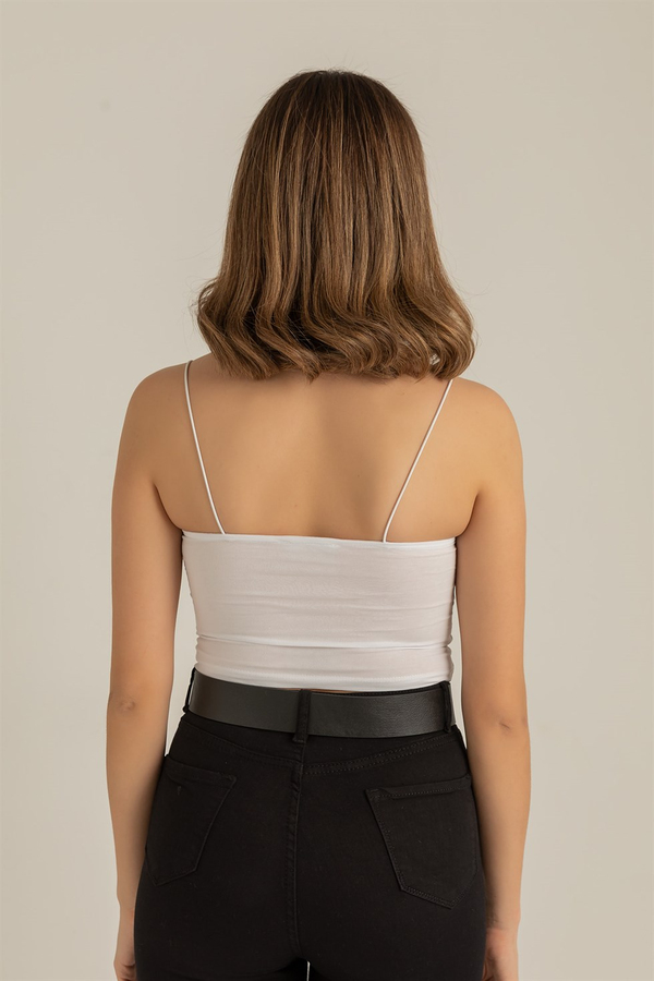 İnce Askılı Crop Atlet - BEYAZ