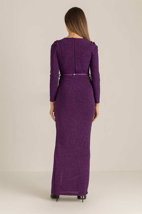 İnci Kemer Simli Uzun Abiye - MOR