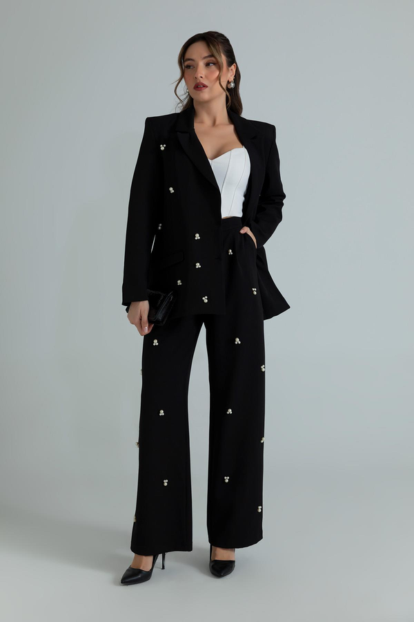 İncili Blazer Takım - SİYAH