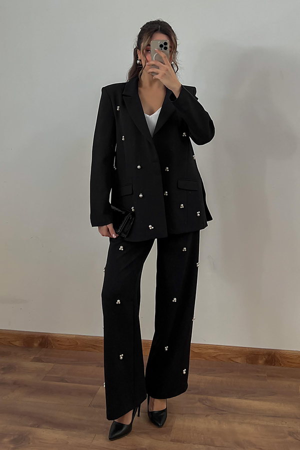 İncili Blazer Takım - SİYAH