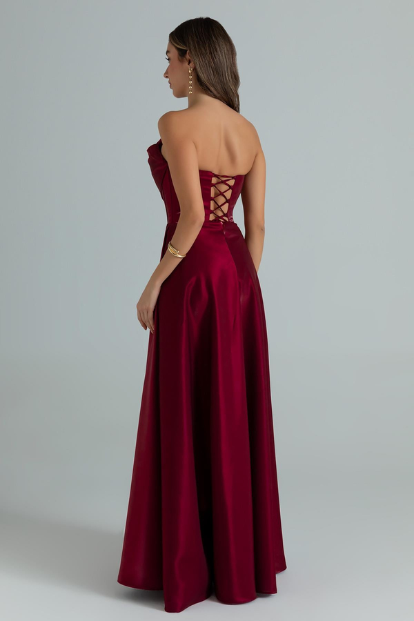 İncili Organze Abiye - BORDO