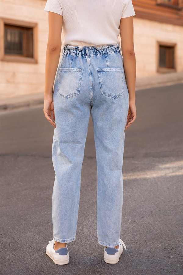 İri Cepli Kot Pantolon - BUZ MAVİ