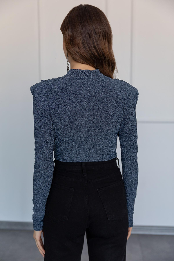 Işıltılı Bodysuit - MAVİ